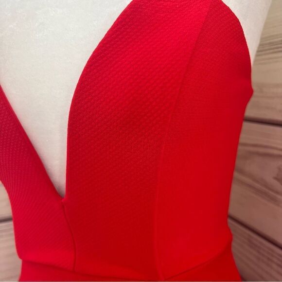 Lulus Red Strapless Deep V Neckline Fit & Flare Dress - Picture 4 of 10